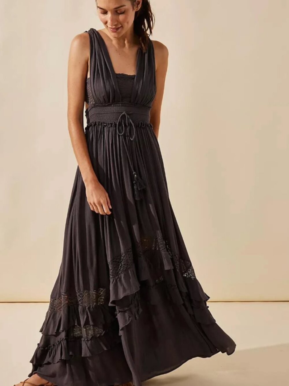 Black Santa Maria Dress Medium | FREE PEOPLE